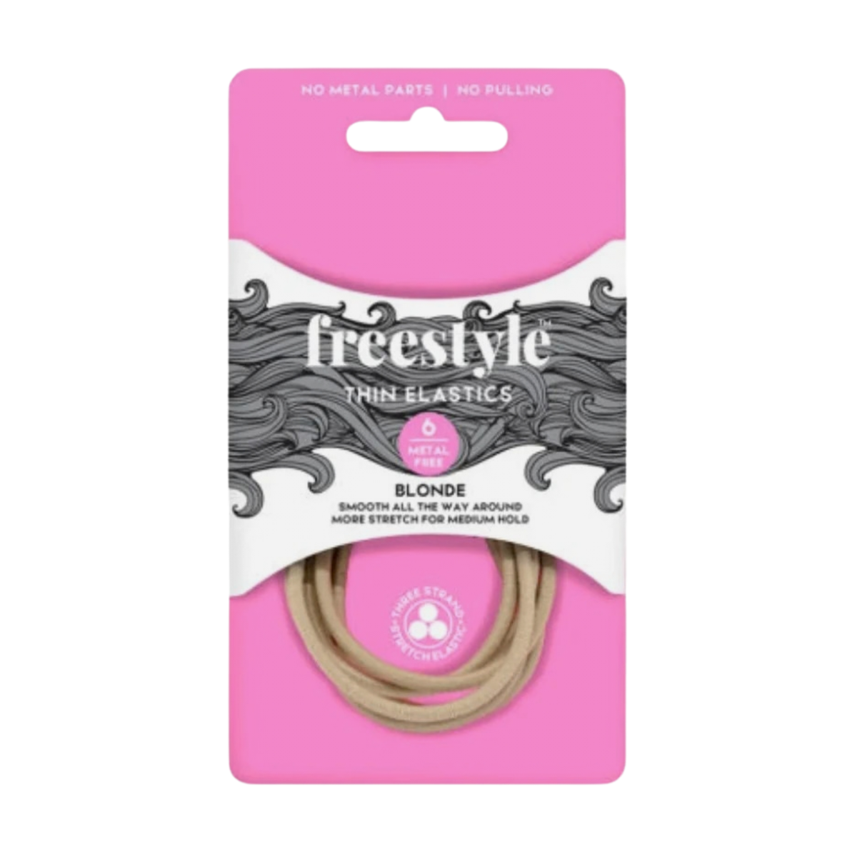 Freestyle Thin Metal Free Hair Elastics – Blonde 6 Pack