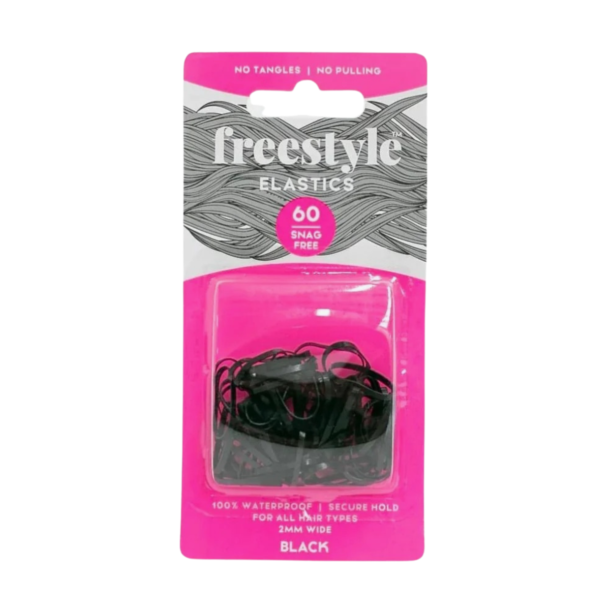 Freestyle Snag Free Hair Elastics 2mm Black 60 Pack