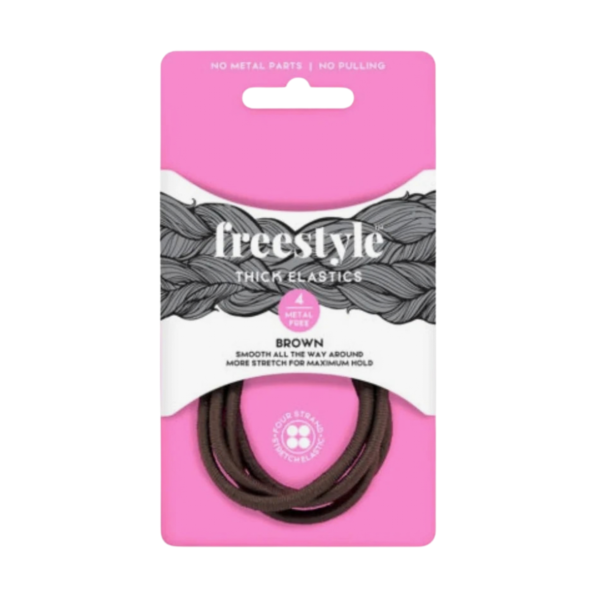 Freestyle Metal Free Hair Elastics – Brown 4 Pack