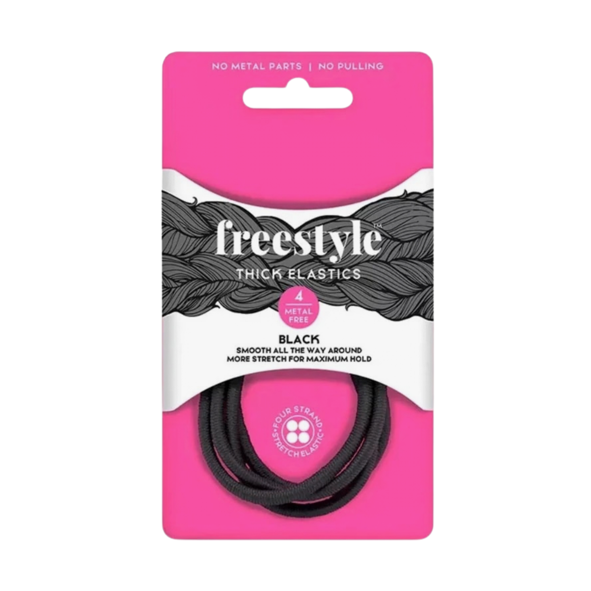 Freestyle Metal Free Hair Elastics – Black 4 Pack