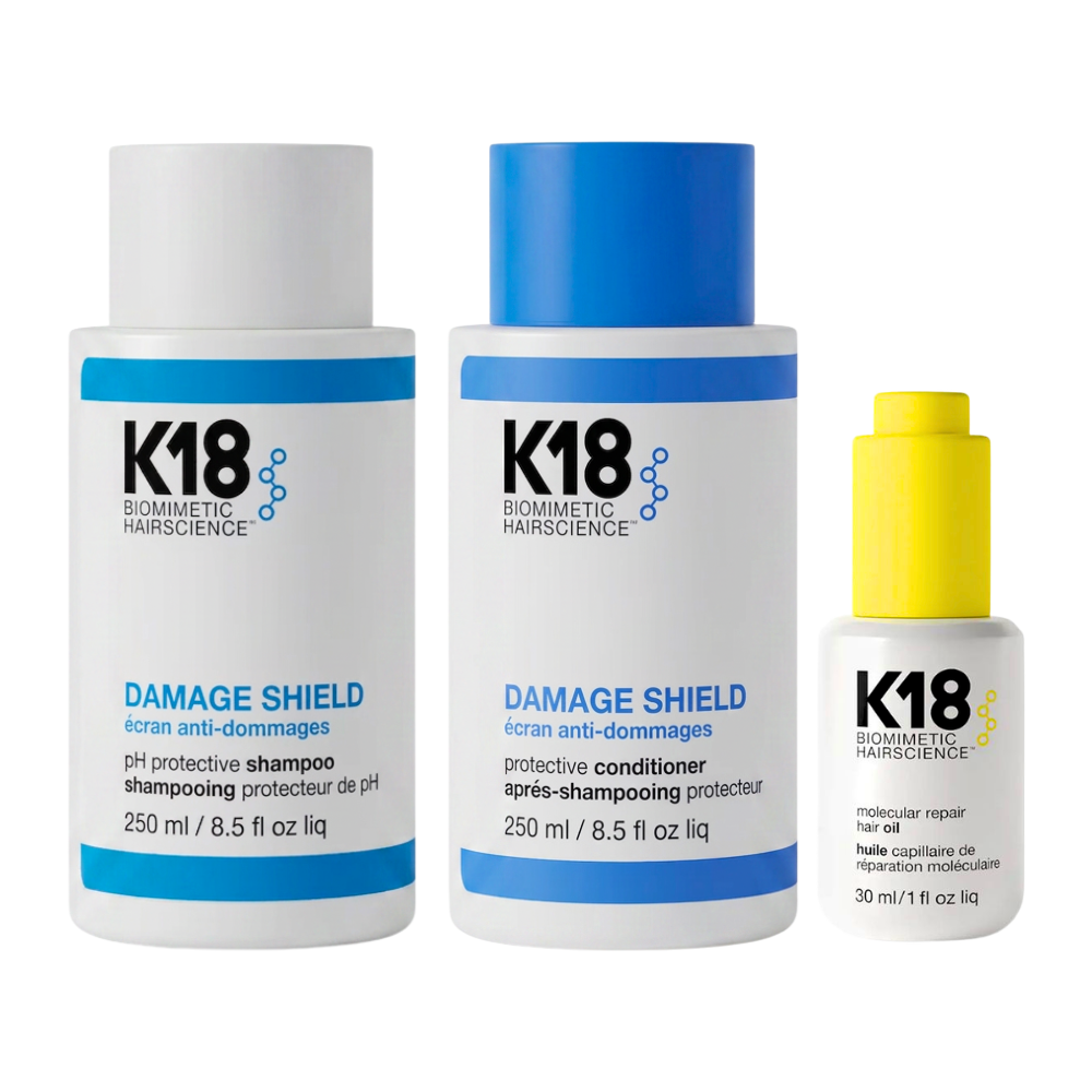 K18 Shield & Shine Bundle (Damage Shampoo, Conditioner, Oil)