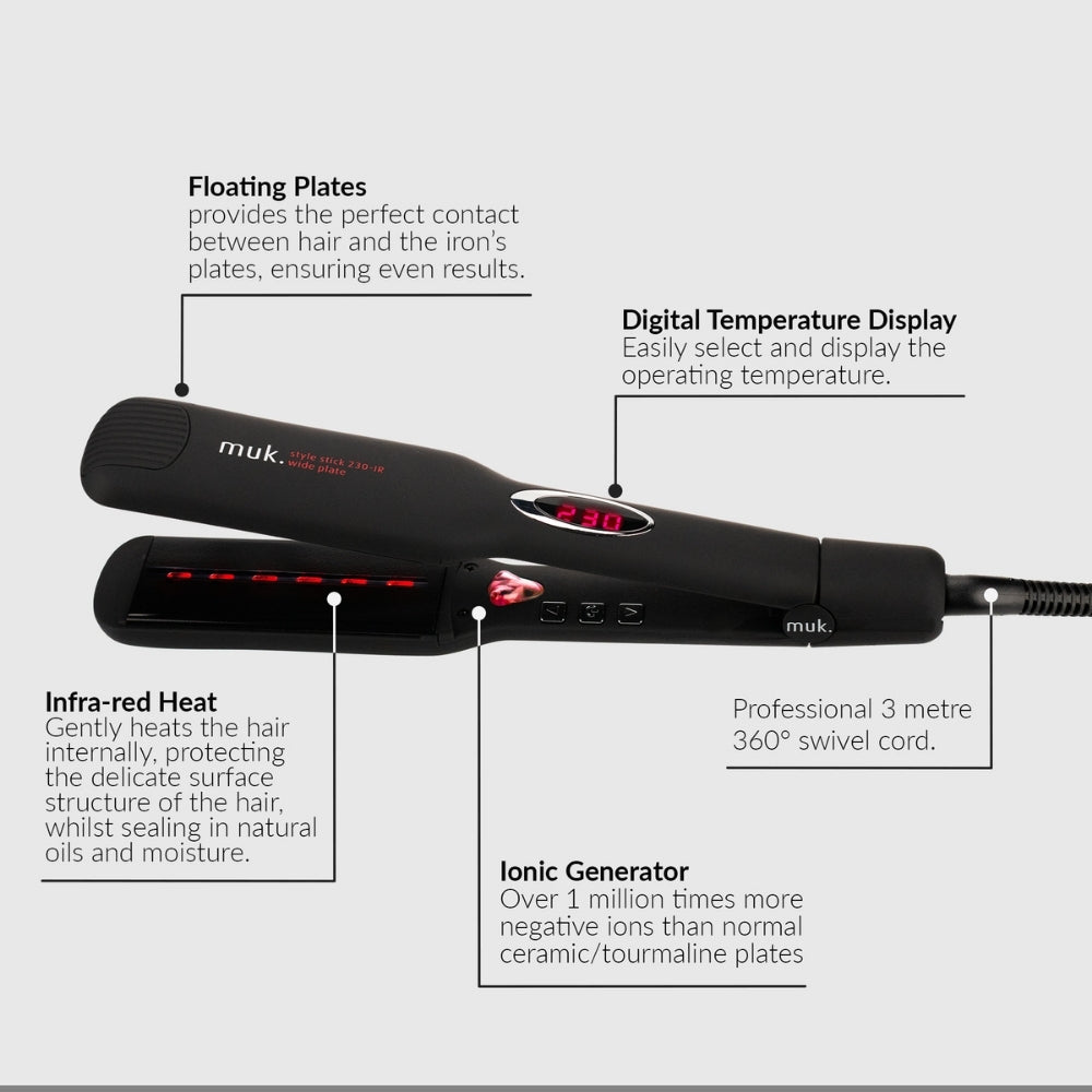 Muk Hair Straightener Wide Plate Style Stick